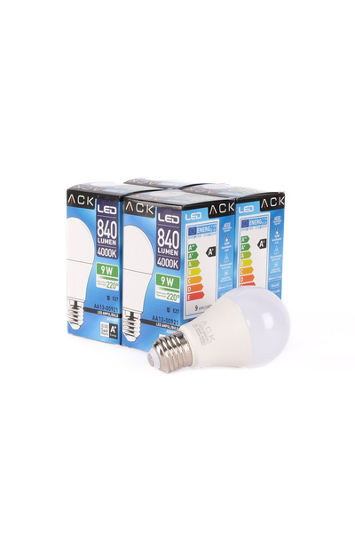 ACK 9W LED Ampul 4000K Günışığı E27 4'LÜ EKO PAKET