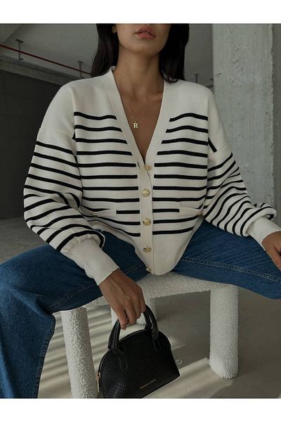Pulli Collection Ζακέτα με χρυσά κουμπιά ριγέ