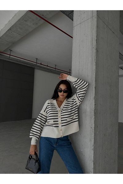 Pulli Collection Ζακέτα με χρυσά κουμπιά ριγέ