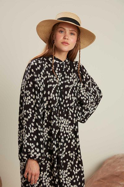 Manuka VISKON-BALLONÄRMEL-KLEID Gänseblümchen