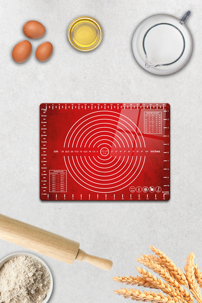 Decorita Glass Dough Rolling Mat| Red Texture| 30cm x 40cm