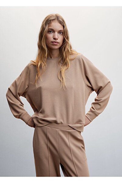 MANGO Woman Sweatshirt Kahverengi
