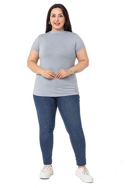 DISENTIS MODEST Large Size Half Fisherman Short Sleeve Viscose Light Gray Body