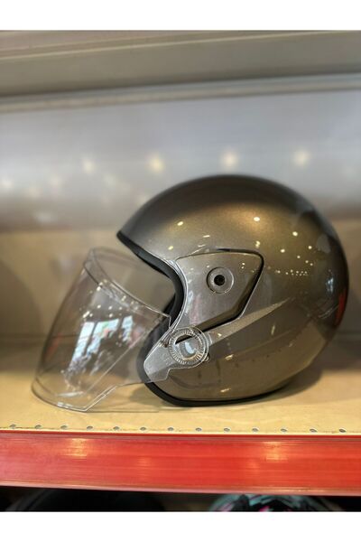 Kask YETİŞKİN YARIM MOTOSİKLET KASKI CAMLI