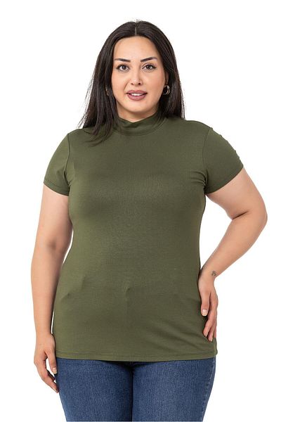 DISENTIS MODEST Μεγάλου μεγέθους Μισό Fisherman Κοντομάνικο Viscose Khaki Σώμα