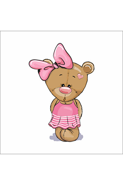 Reysa Tasarım ملصق حائط على شكل دمية دب باللون الوردي مقاس 30 × 20 سم