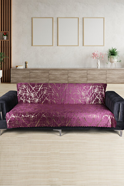 Bonny Home غطاء أريكة أرجواني من Güzide مع إسفنجة مطلية بالذهب غير قابلة للان...