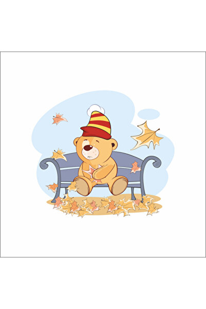 Reysa Tasarım Autumn Teddy Bear Sticker Wall Sticker 30x20 CM
