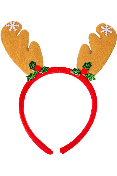 Herdekora Ornament de Crăciun Coroană Cu Figurină Corn de Cerb Maro-Roșu 17x21 Cm.