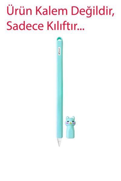 Tagomoon Apple Pencil (2. nesil) Uyumlu Kılıf Renkli Kedi Figürlü Kaydırmaz Silikon Koruyucu