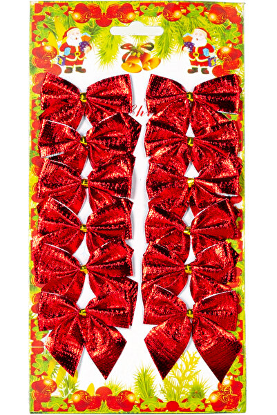 Herdekora Ornament de Crăciun Arcuri agățate Pachet 12 Roșu 5,5x5,5 Cm.