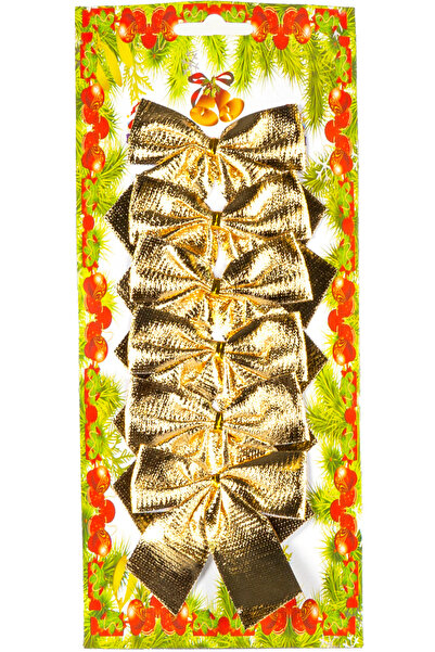 Herdekora Ornament de Anul Nou Arc de Crăciun Pachet 6 Aur 9x8 Cm.