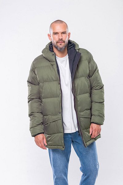 Kevin K236 Men's Khaki Hooded Coat