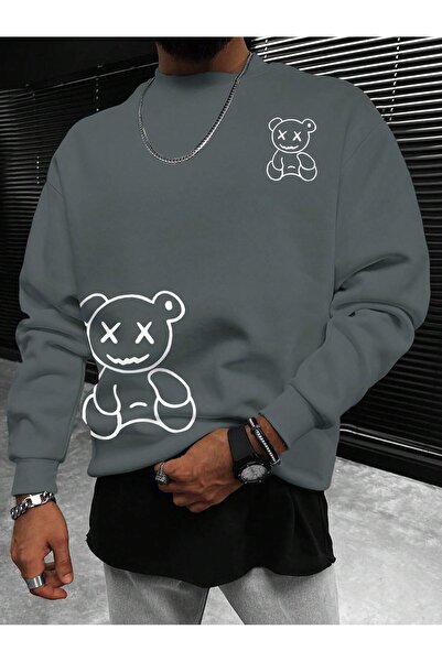 Adrift Manfinity Hypemode Hanorac cu imprimeu urs roz