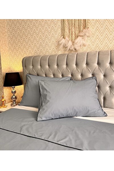 calinahome طقم غطاء لحاف بلون رمادي فاتح