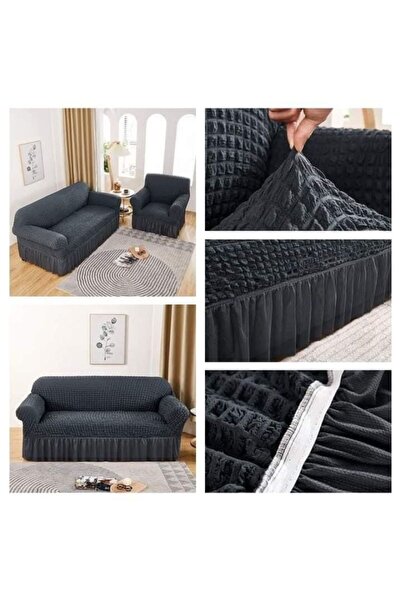 HEYTGAH Bürümcük Lastikli Kanepe Örtüsü Likralı Koltuk Örtüsü 3'lü Burumcuk Çekyat Örtüsü, Antirasit Örtü