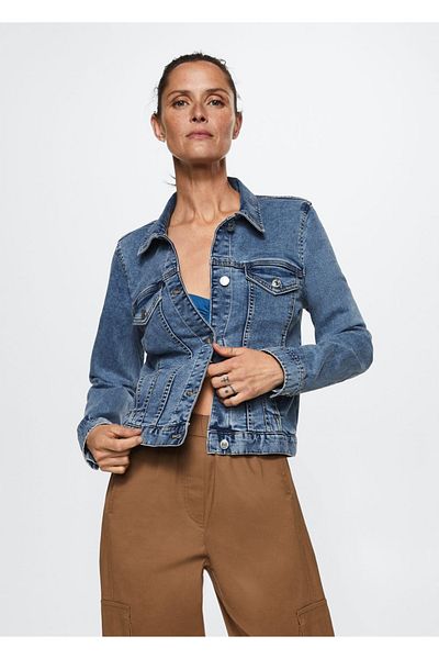 MANGO Woman Jachetă denim cu buzunare