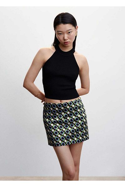 MANGO Woman Mini Patterned Skirt