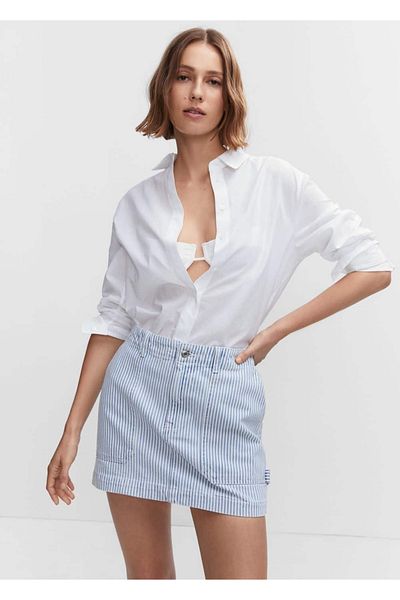 MANGO Woman Fustă mini denim cu dungi