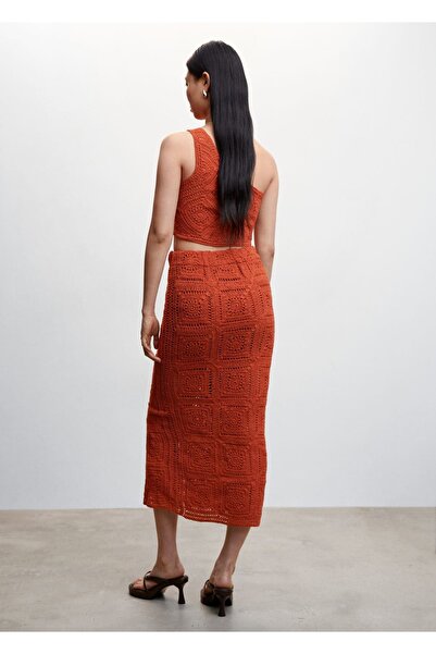 MANGO Woman Crochet Skirt with Slits