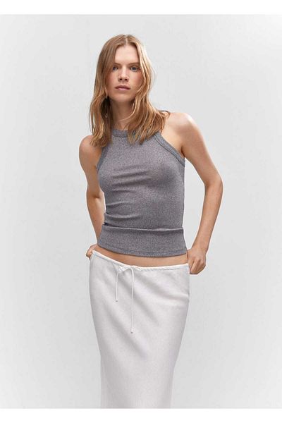 MANGO Woman Elastisches metallisches Obermaterial