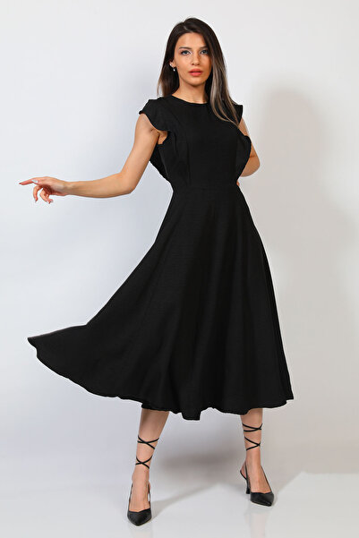 julude Black Women's Crew Neck Kiloş Dress