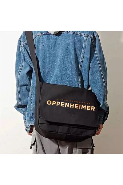 DEEFWEAR Geantă neagră cu imprimeu Oppenheimer