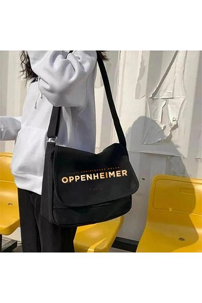 DEEFWEAR Geantă neagră cu imprimeu Oppenheimer