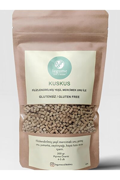 LEGUME Glutensiz Bakliyat Unlu Filizlendirilmiş Yeşil Mercimek Kuskus 200 Gr.