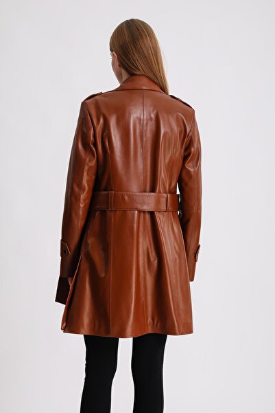 Deri Effect Kadın Hakiki Deri Trençkot