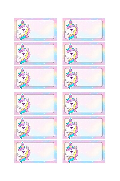 EyER Shoping Unicorn Kitap Defter Okul Etiketi 48 Adet Kesimli(ad-soyad istekli)