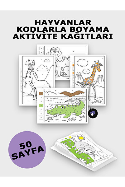 Postermanya Hayvanlar Alemi Kodlamalı Boyama Aktivite Kağıdı Seti - Çocuklar ...