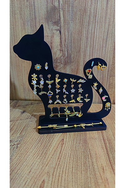 depozoom Takı piercing Küpe Düzenleyici Organizeri Dekoratif Kedi Takı Standı...