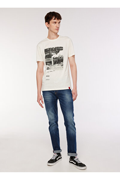 Caterpillar Normal Bel Düz Paça Regular Fit İndigo Erkek Denim Pantolon C3WM-...