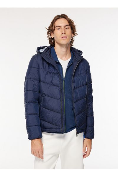 Guess Ανδρικό παλτό Navy Blue SUPER LIGHT PUFFA - RECYCLED LIG