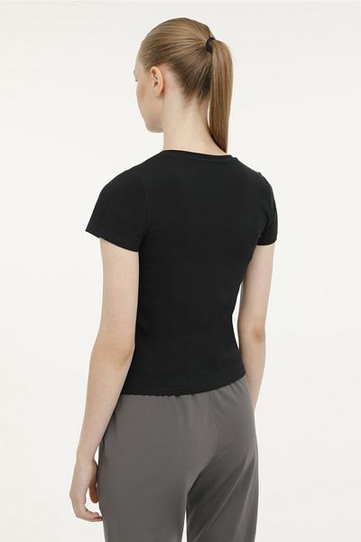 lumberjack W-CT129 BASIC C NECK T-SH Μαύρο γυναικείο κοντομάνικο μπλουζάκι