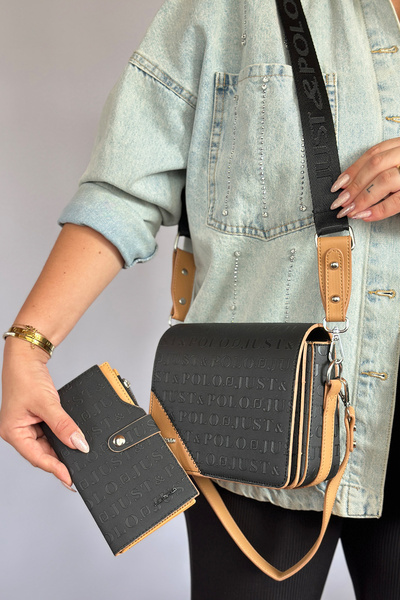 Just Polo Medium Size Women's Cross Shoulder Bag with 2 Straps 4072 black and...