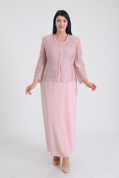 SpringStore طقم فستان طويل مزين بالبودرة مقاس كبير