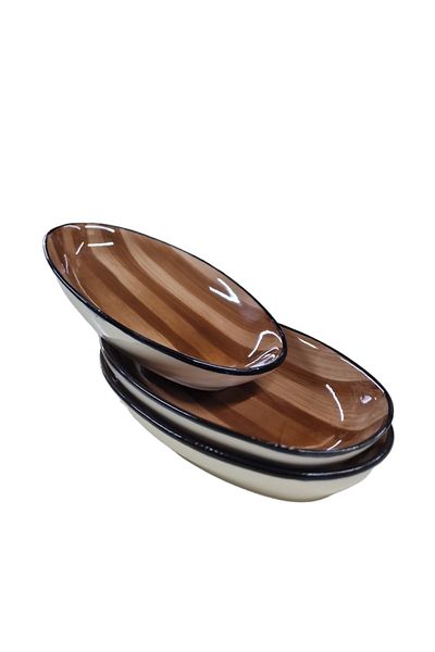 Matar Endüstriyel Mutfak Ekipmanları Porcelain 15cm Appetizer Snack Bowl Breakfast Presentation Boat Plate 3 Pieces