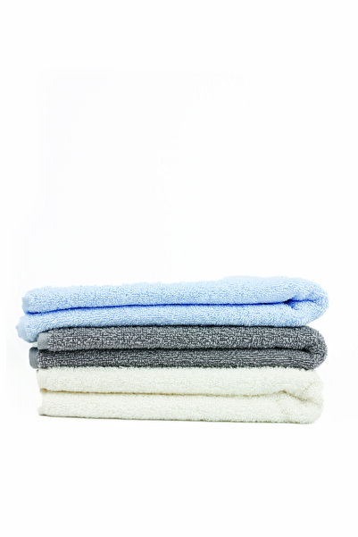 Taka Fabrics Хвиля 100% бавовна Рушник для рук, обличчя, гостей 3 штуки Розмір 40x70 см Набір Екрю-сірий-синій