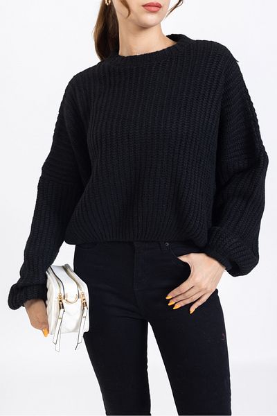macharelbasic Locker geschnittener, dicker, gestrickter, weich strukturierter Pullover für Damen