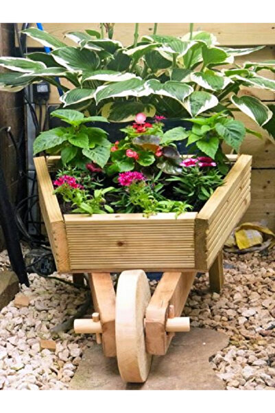 w & s Woodysharky AHŞAP EL ARABASI MODELİ ÇİÇEKLİK