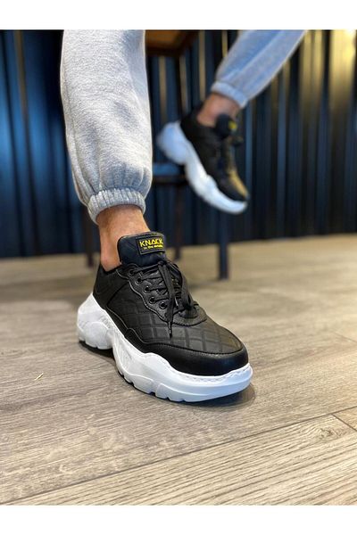 BZ Moda B-N75 BT Pantofi pentru bărbați, cu șireturi, cu talpă ortopedică, matlasată, cu model, negri