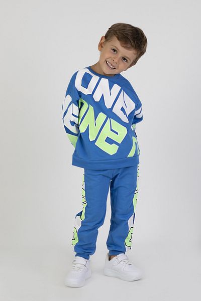 Harika KIDS Boy's Two Thread Fabric Printed Medium Thickness Knitted Basic Oversize Bottom Top Tracksuit Set