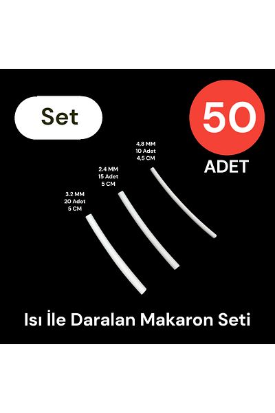 Tek-İş HEAT SHRINKABLE MAKARON SET 50 PIECES WHITE 3.2 20 + 2.4 15 + 1.5 15 PIECES