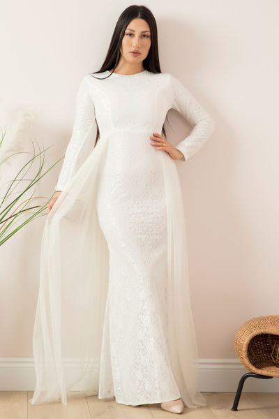 PULLIMM Βραδινό φόρεμα Hijab με λεπτομέρεια από δαντέλα 13082