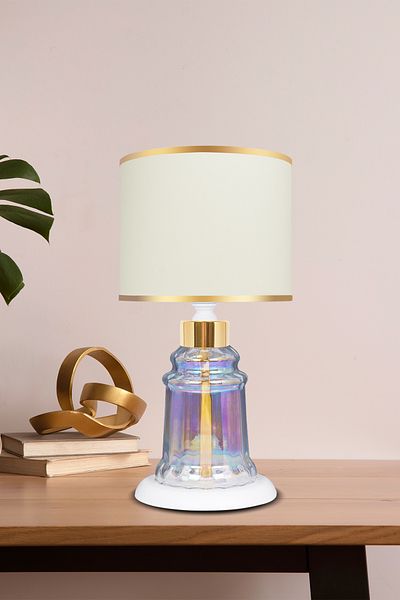 MINIMAL ETICARET VE BILGI TEKNOLOJILERI Baroque White Glossy Shine Mini Glass Lampshade
