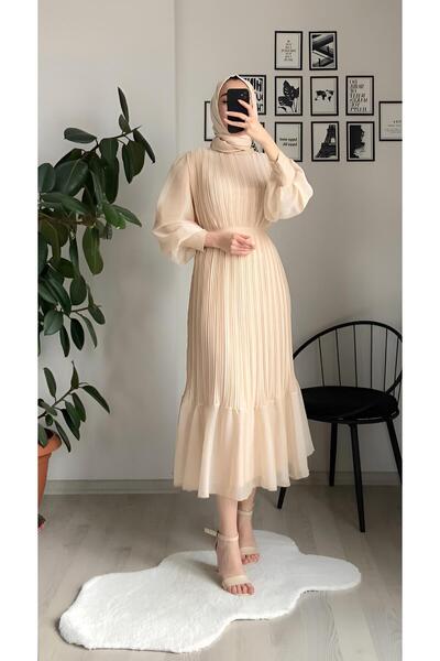 CYM Butik فستان شيفون بطيات بتصميم للمحجبات