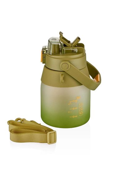 Vagonlife 1000ml Strap Single Lid Dual Use SoftTouch Water Bottle With/Without Strawberry