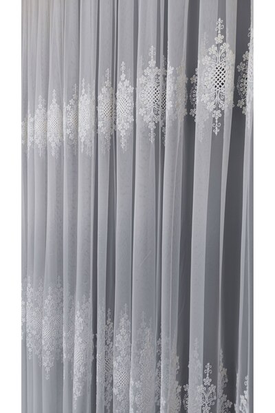 Yuka Κέντημα δαπέδου Πολυτελές μοτίβο 1/3 πλισέ εκρού τούλι κουρτίνα ανθεκτική στις ρυτίδες Δεν μπορεί να σιδερώσει φούστα με μόλυβδο